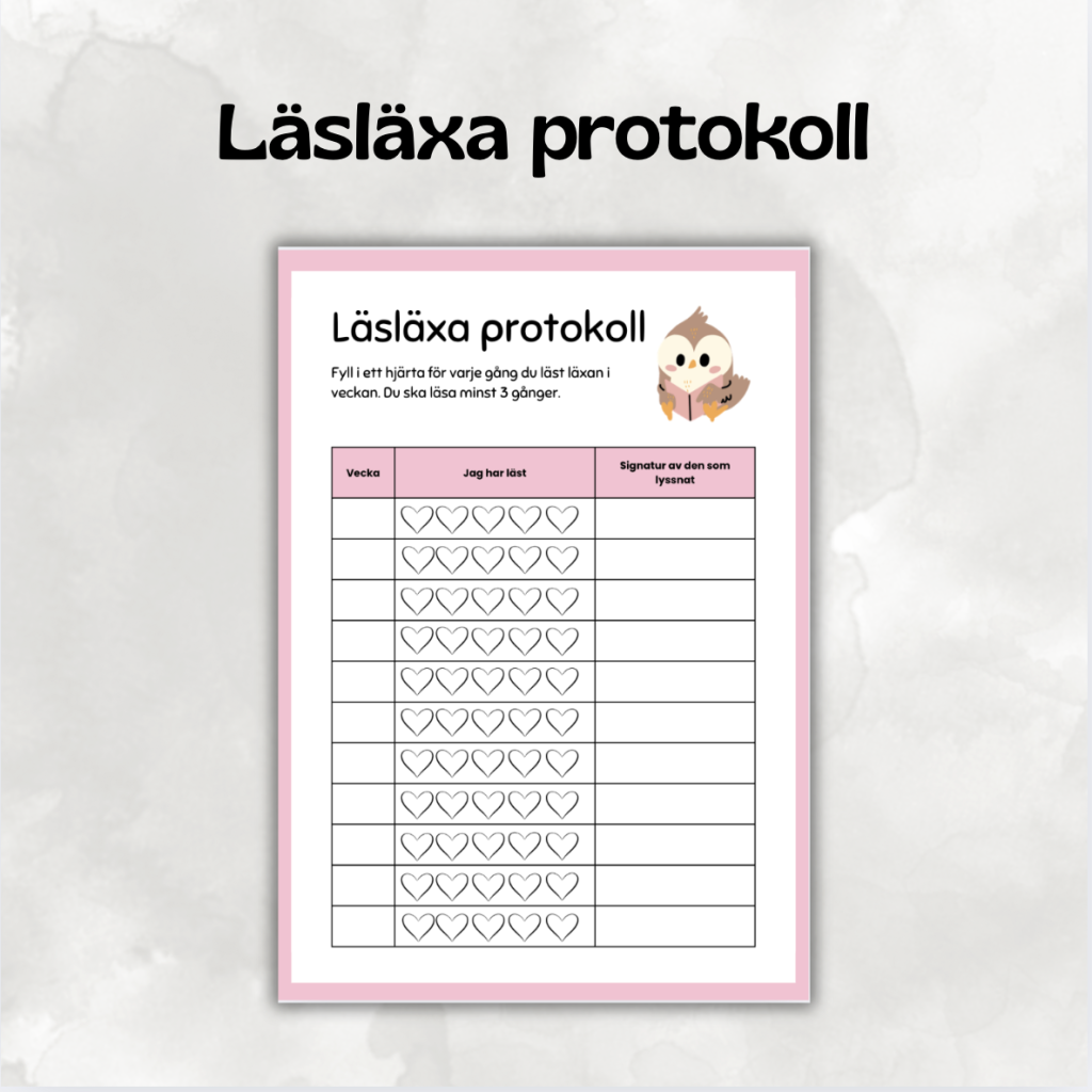 Läsläxa protokoll