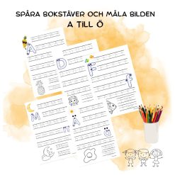 Spåra bokstäver och måla bilden – A till Ö
