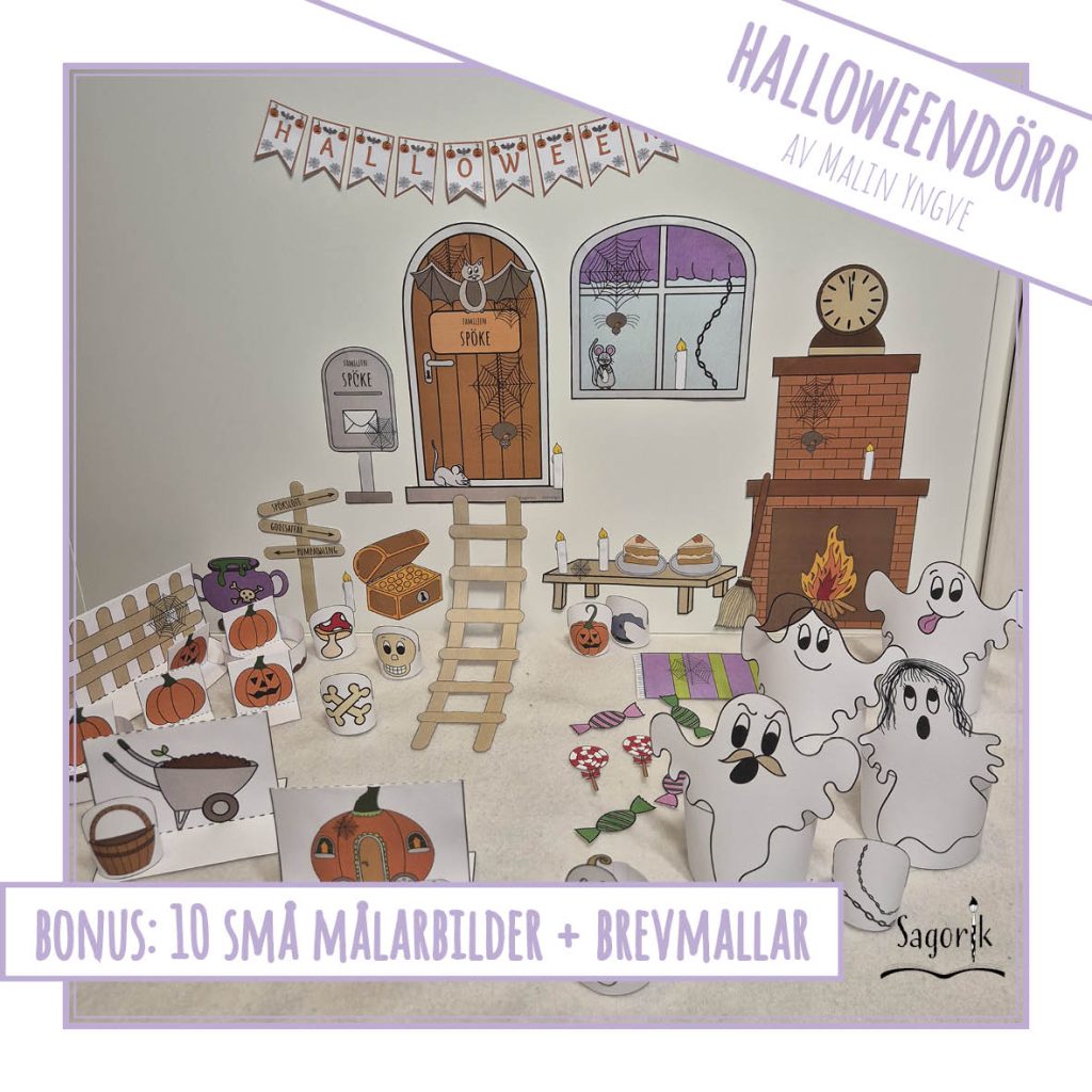Spökfamiljens dörr – nissedörr till halloween