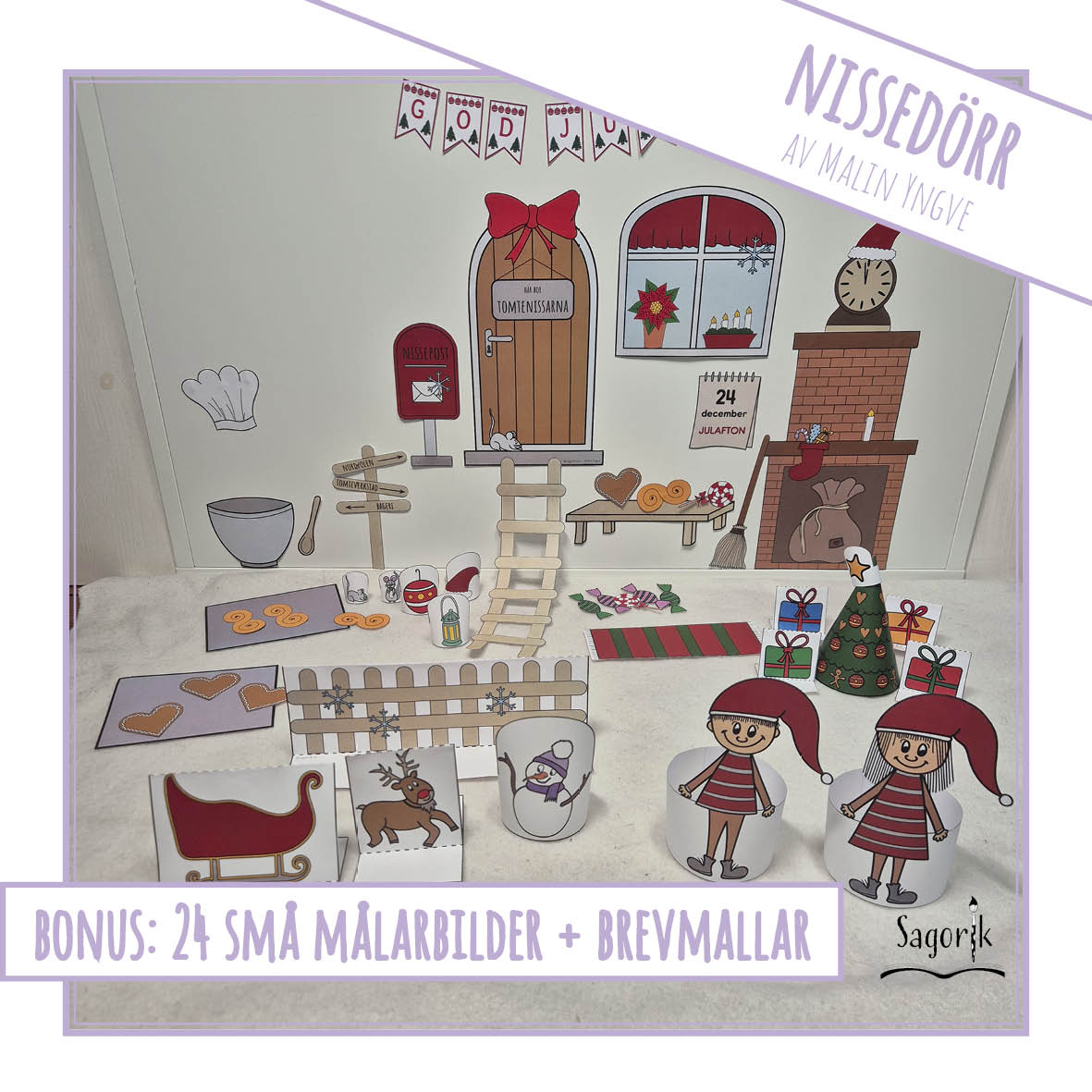 Tomtenissarnas dörr - nissedörr och enkel julkalender, låt nissen flytta in, nissedörr att skriva ut