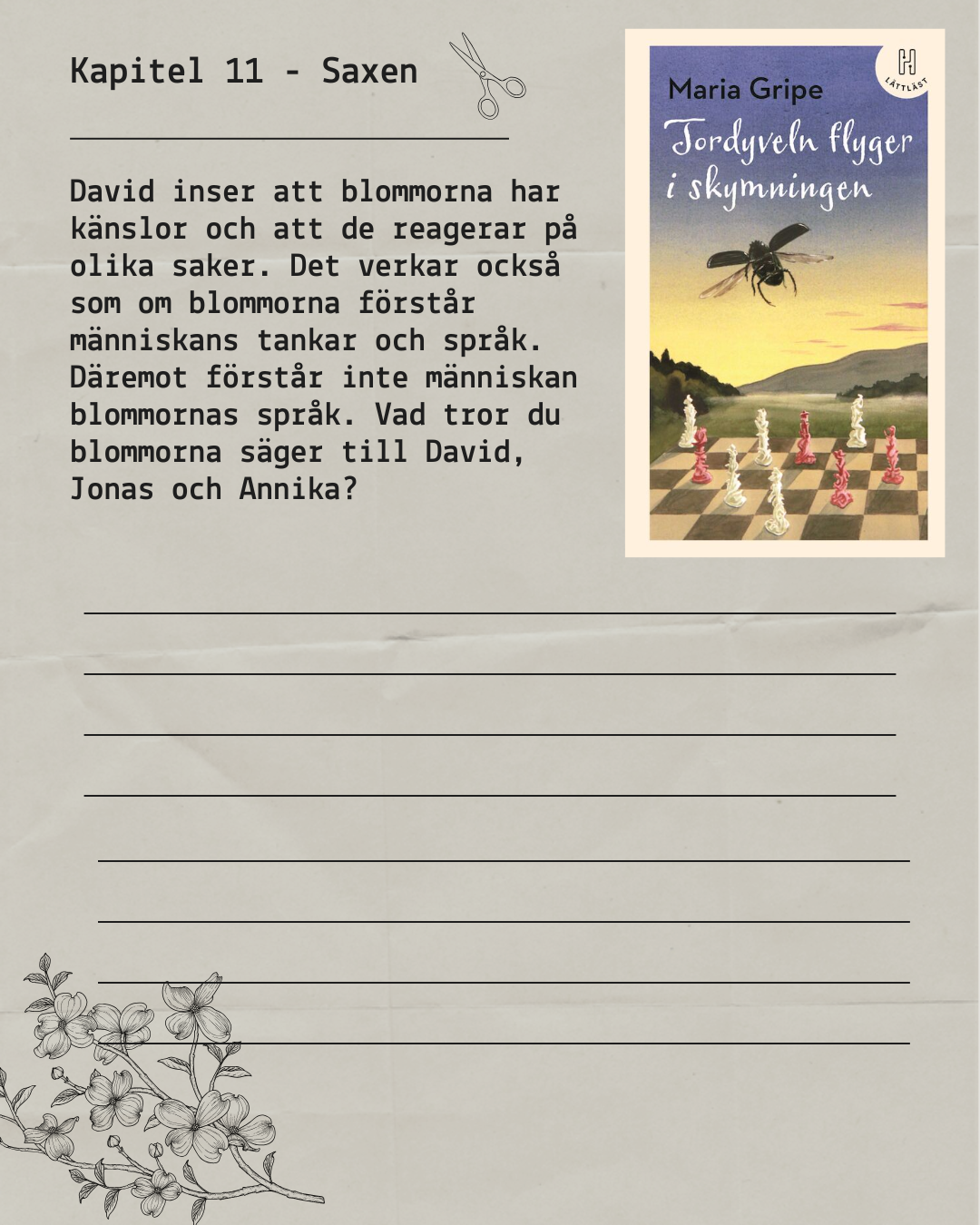 Tordyveln flyger i skymningen Arbetshäfte