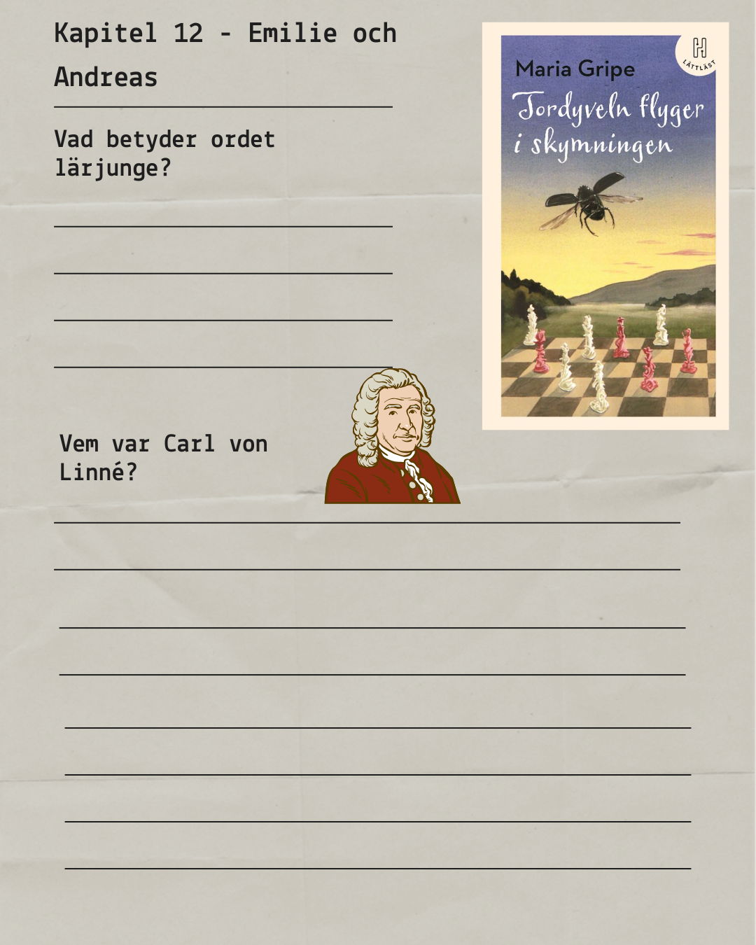 Tordyveln flyger i skymningen Arbetshäfte