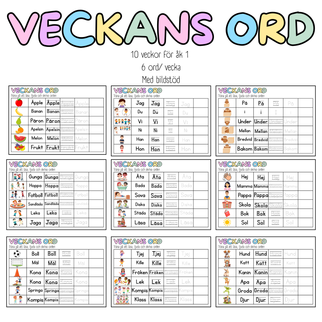 Veckans ord – åk 1