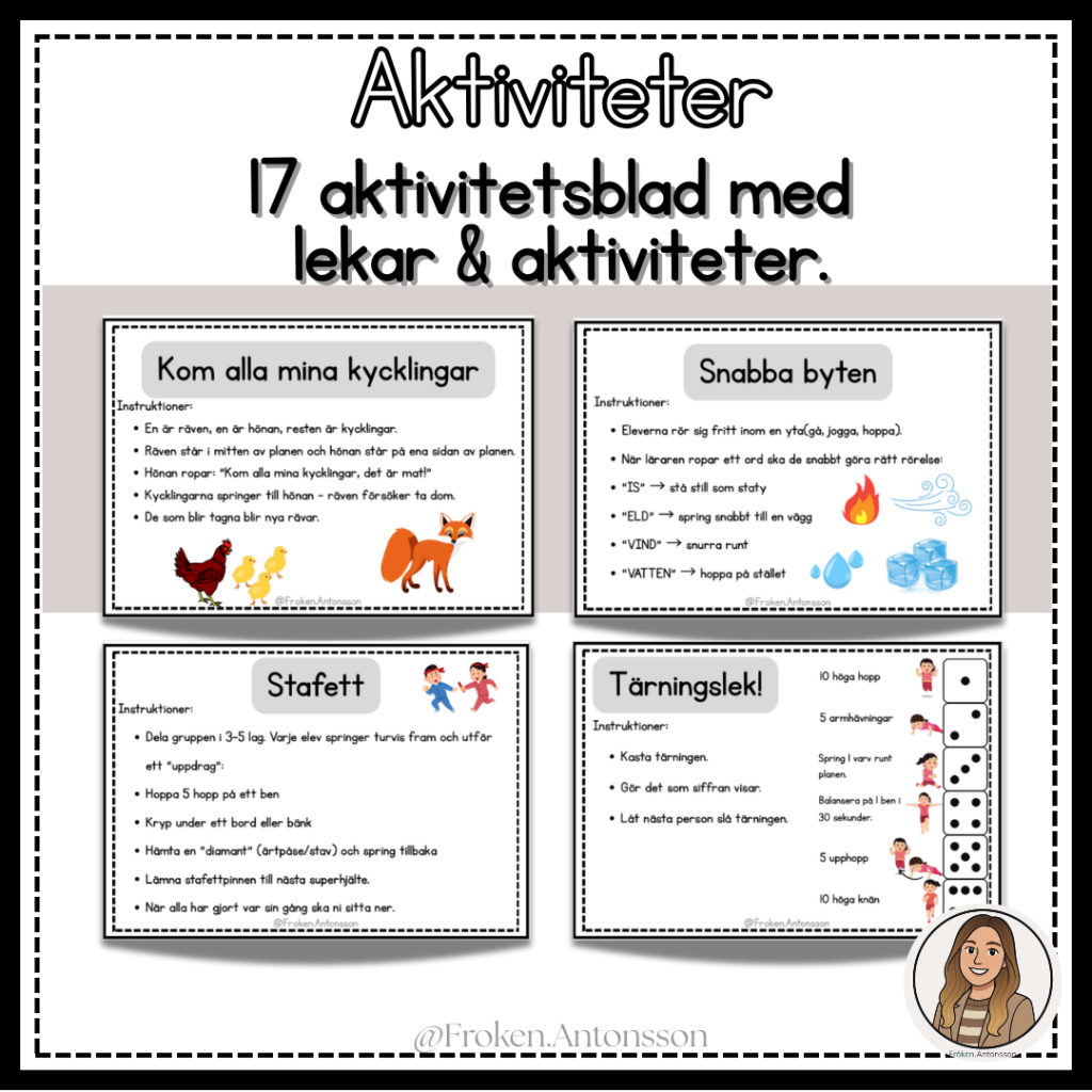 Aktivitetsblad – 17 olika aktiviteter.