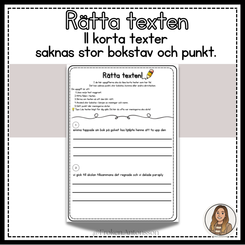 Rätta texten – stor bokstav och punkt