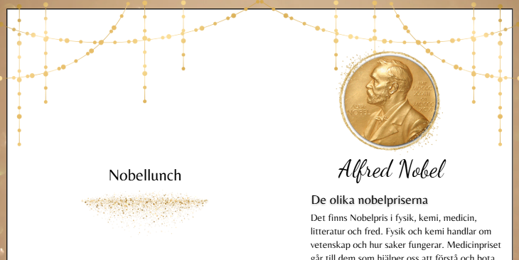 Alfred Nobel – skriv ut och ställ på borden i matsalen under Nobellunchen!