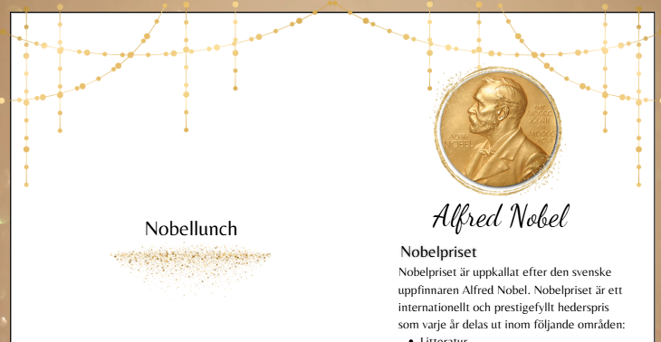 Alfred Nobel – skriv ut och ställ på borden i matsalen under Nobellunchen!