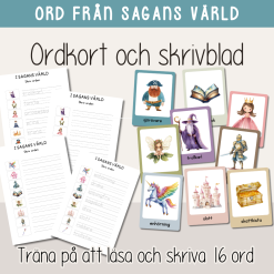 Barnboksveckan - Ordkort och skrivblad med sagotema - Träna på orden - Läs, skriv och spåra