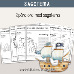 Barnboksveckan - Spåra sagoord - 16 arbetsblad med olika ord