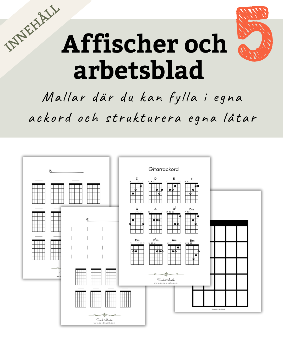 Gitarraffischer – alla viktiga ackord samlade på väggen