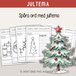 Jul - Spåra julord - 16 arbetsblad med olika ord