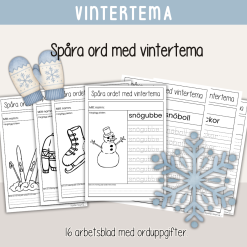 Vinter - Spåra vinterord - 16 arbetsblad med olika ord