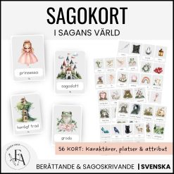 Sagorkort: I sagans värld | 56 kort, berättelseplan & skrivblad