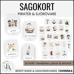 Sagorkort: I Pirater och sjörövare | 32 kort, berättelseplan & skrivblad