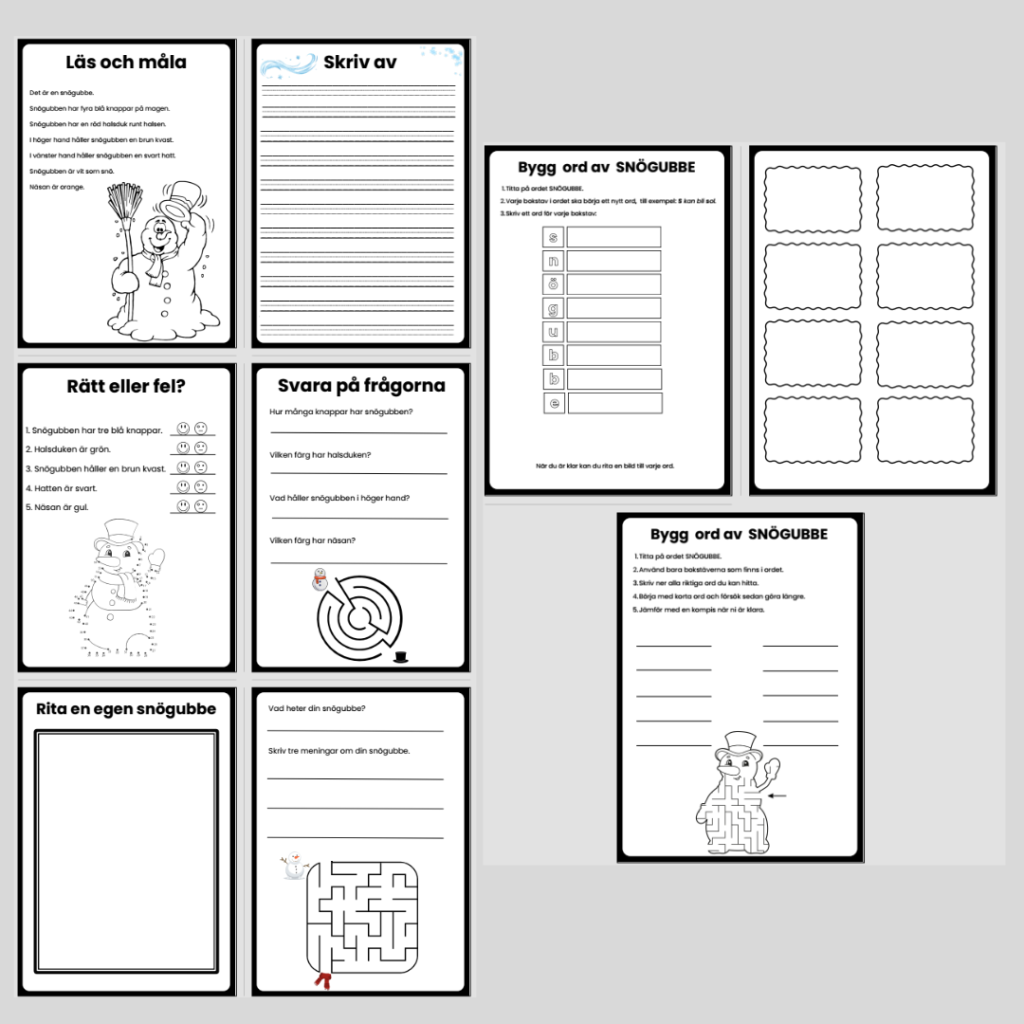 Läs och måla. Snögubbe