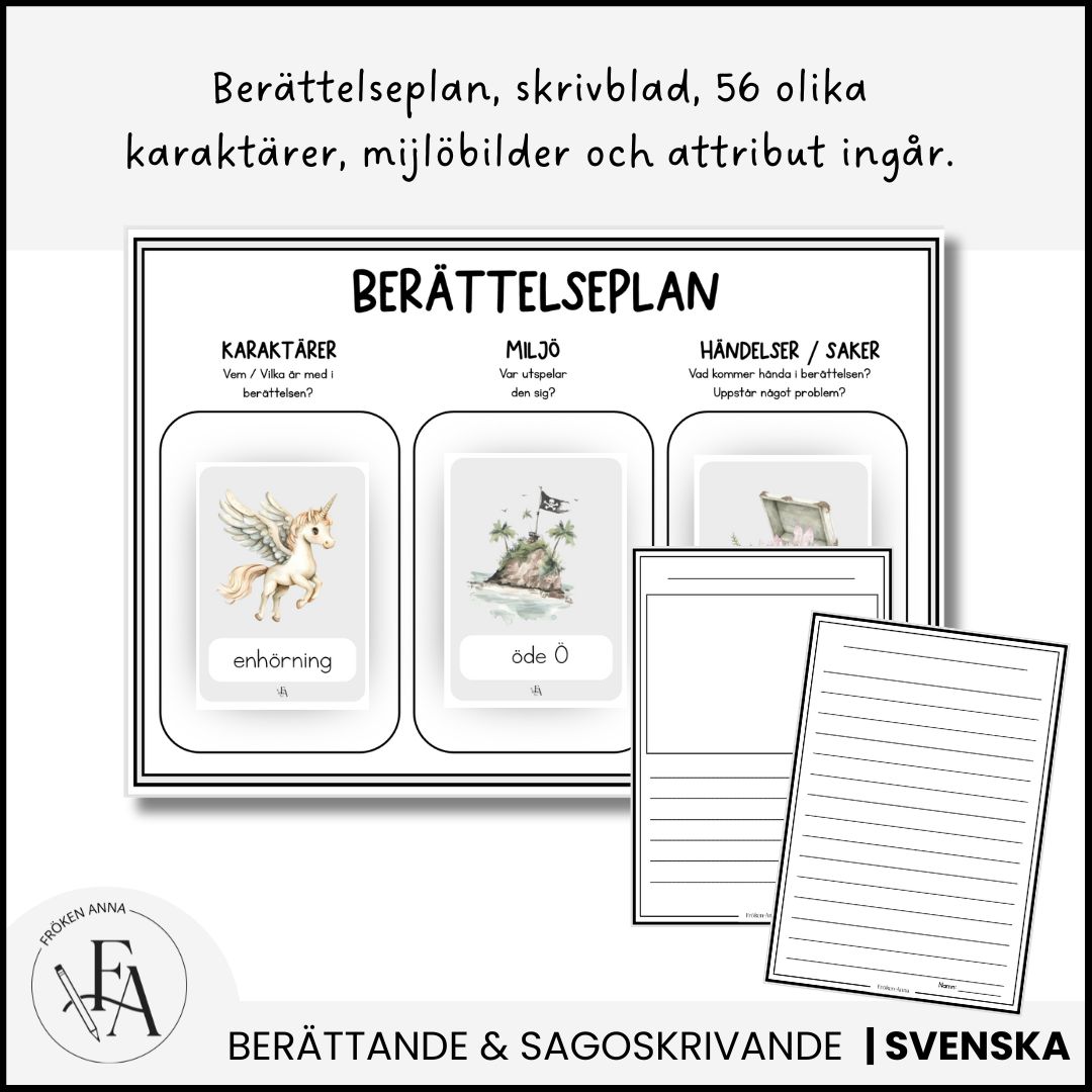 Sagorkort: I sagans värld | 56 kort, berättelseplan & skrivblad