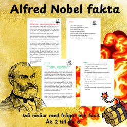Alfred Nobel fakta för skolan – två nivåer med frågor och facit | Åk 2 till Åk 6