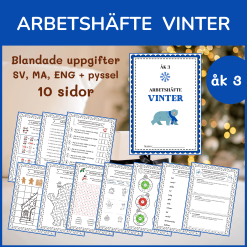 Vinterhäfte åk 3, 10 sidor blandade uppgifter med vinter- och jultema