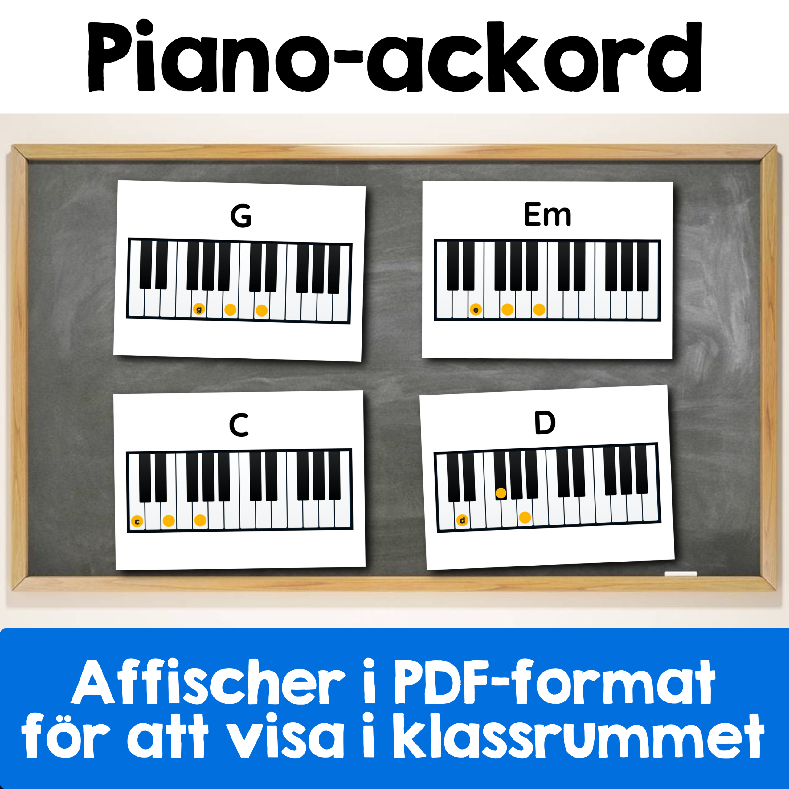 Pianoackord – dur och moll (PDF-affischer)