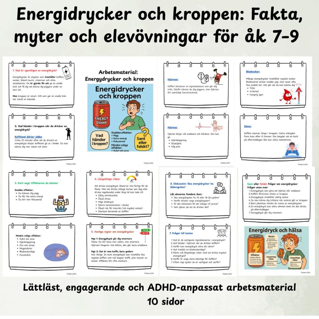 Energidrycker och kroppen – pedagogiskt och engagerande arbetsmaterial åk 7–9