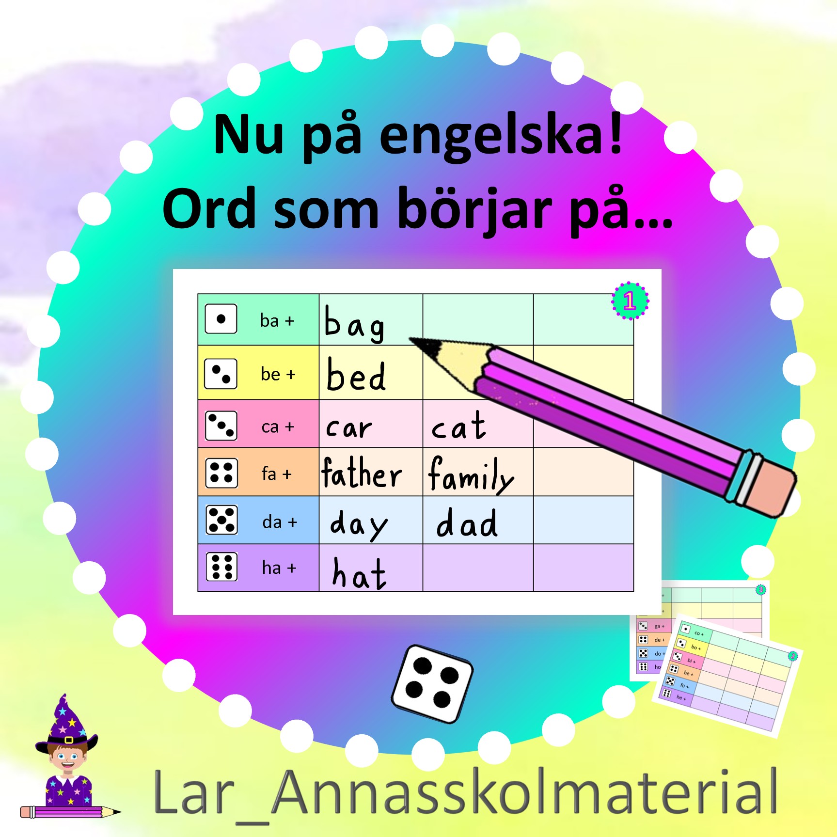 Tärningsspel - Ord som börjar på...