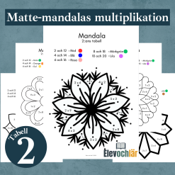 Matte-mandalas multiplikationstabellen 2, arbetsblad
