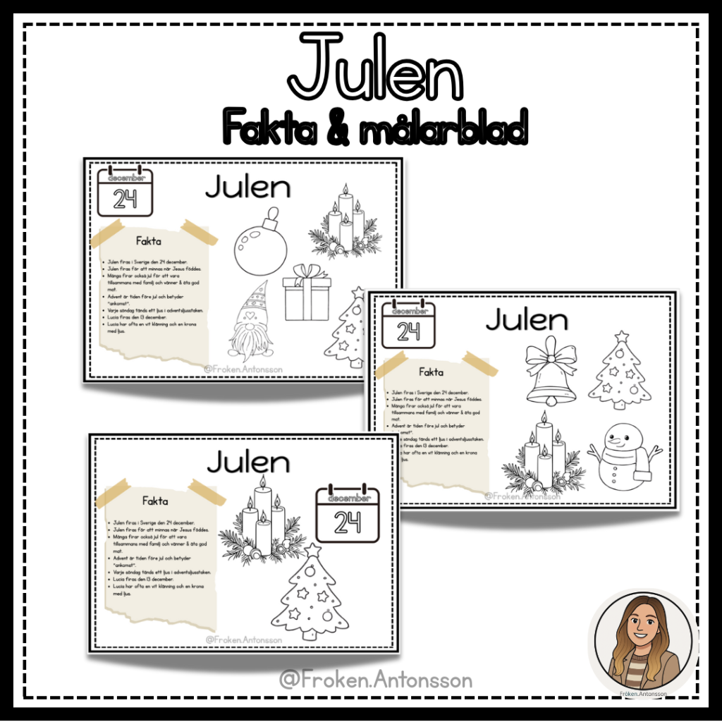 Julen – Fakta & målarblad