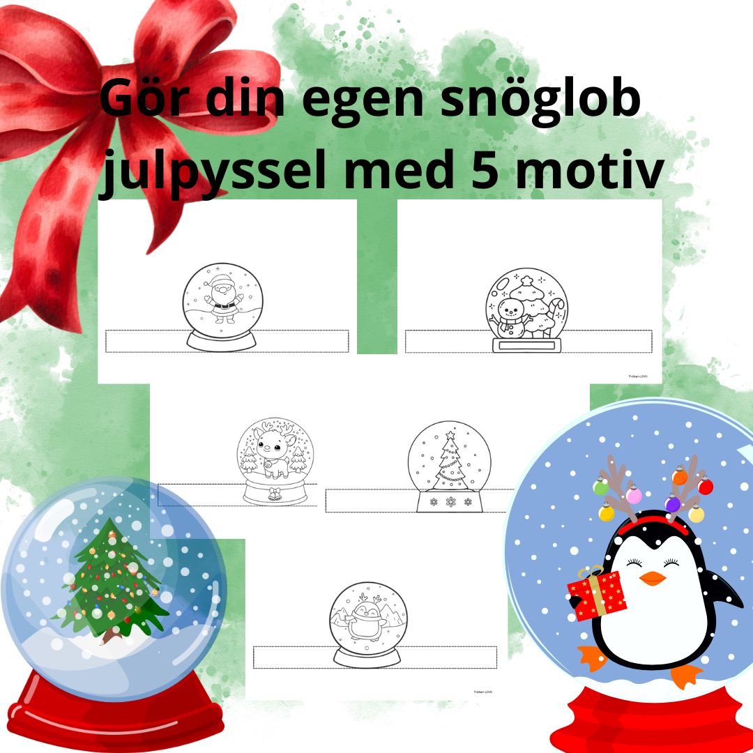 Gör din egen snöglob – julpyssel med 5 motiv