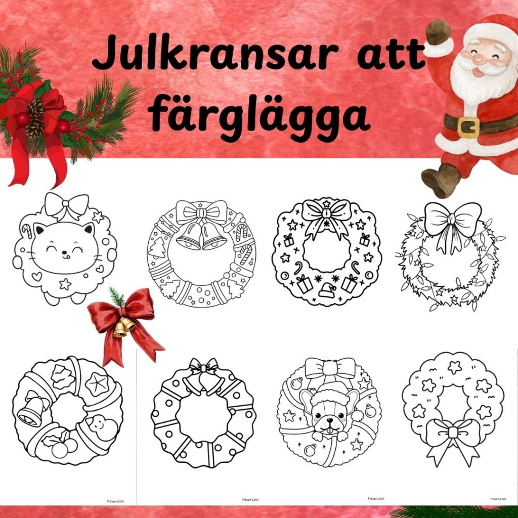 Julkransar att färglägga – 8 vackra julmotiv för barn och vuxna
