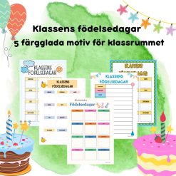 Klassens födelsedagar – 5 färgglada motiv för klassrummet