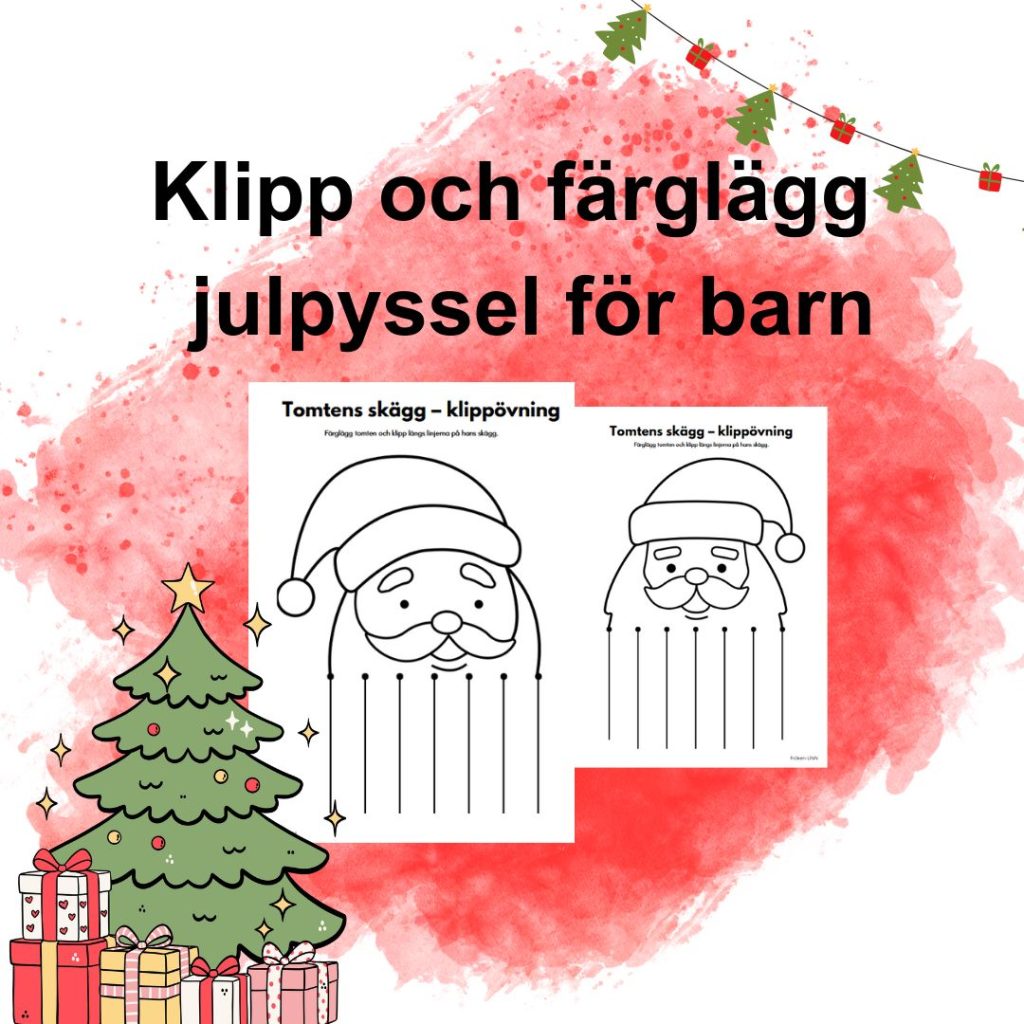 Klipp och färglägg tomtens skägg – julpyssel för barn