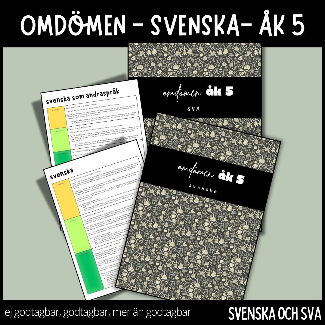 Färdiga omdömen - åk 5 - svenska och svenska som andraspråk