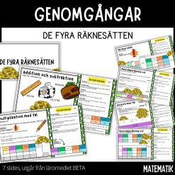 Sex genomgångar - fyra räknesätten