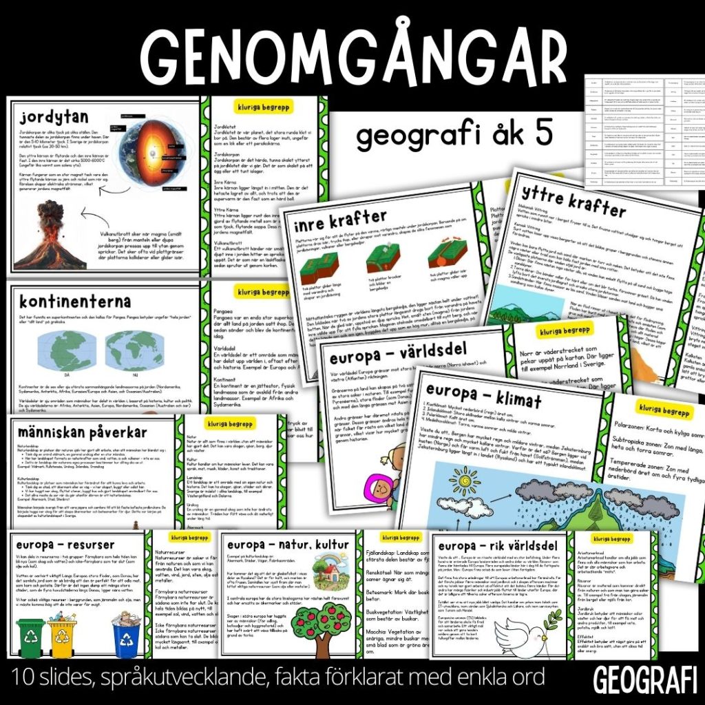 Nio genomgångar – jorden & europa – Geografi åk 5