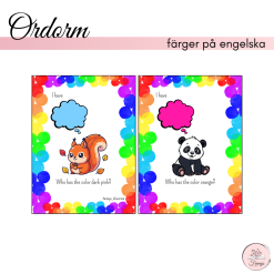 Ordorm med färgerna på engelska