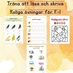 Läsa och skriva F–1 – Läs- och skrivträning med roliga övningar (9 sidor)