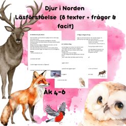 Djur i Norden – Läsförståelse för barn (8 texter + frågor & facit), åk 4–6