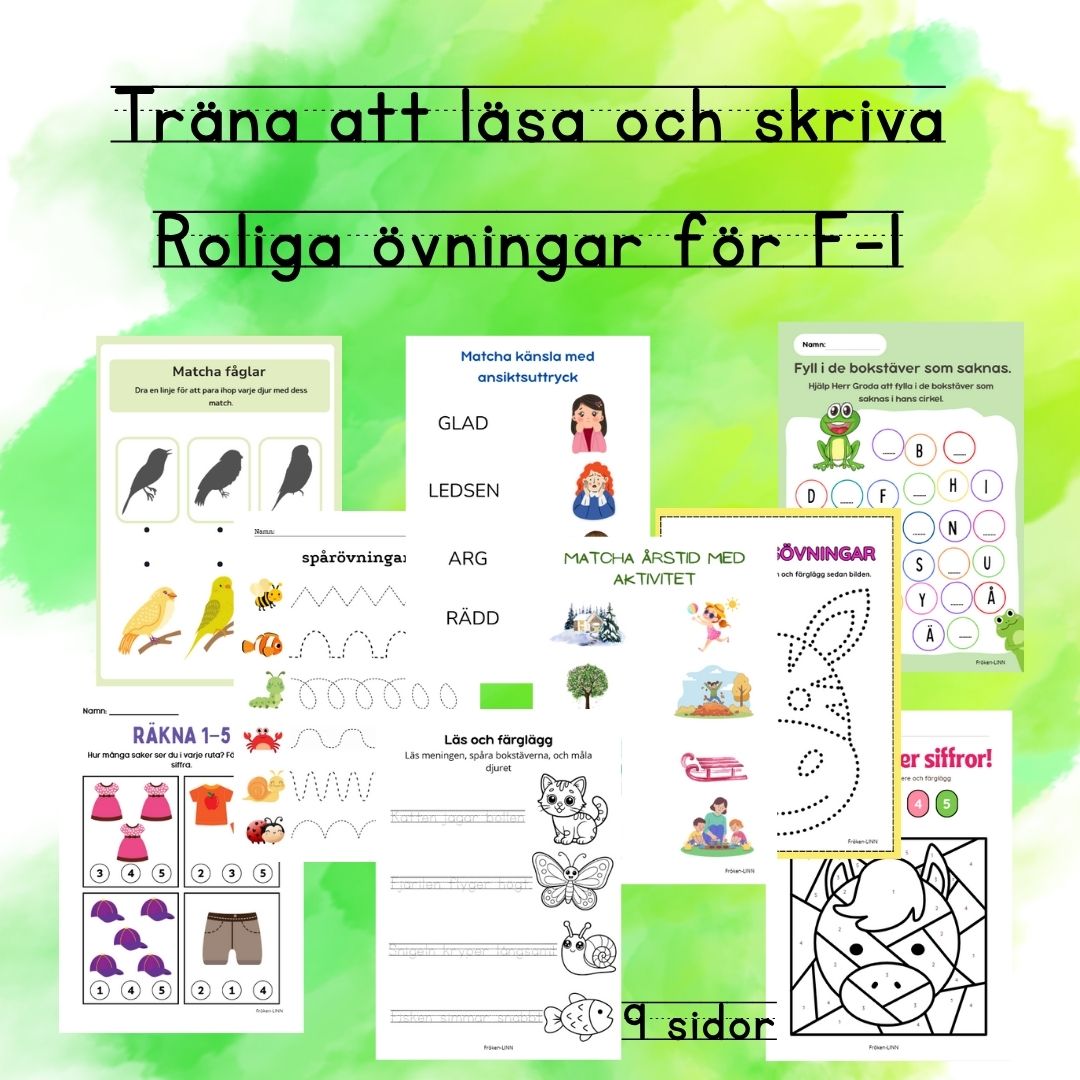 Träna att läsa och skriva, F-1, Roliga övningar