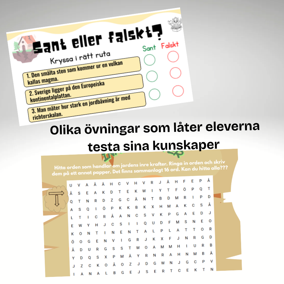 Jordens inre krafter: Begreppskort och olika övningar