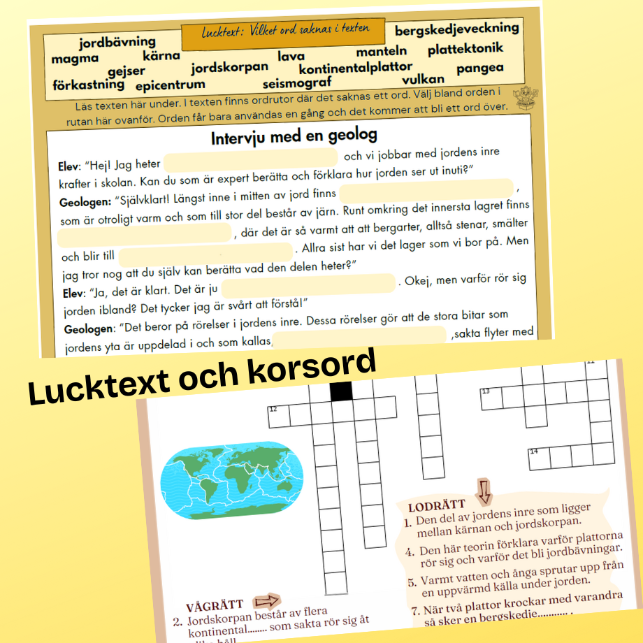 Jordens inre krafter: Begreppskort och olika övningar