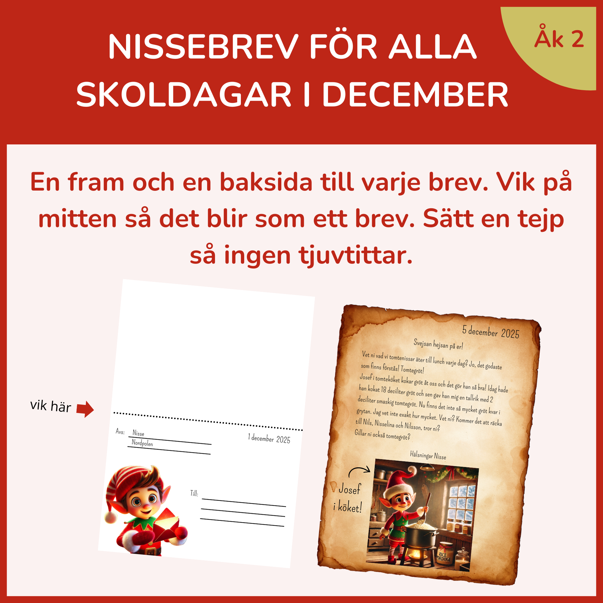 Adventskalender: Nissebrev från tomteverkstan på Nordpolen för åk 2