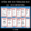 Spåra och färglägg med jul- och vintertema, 12 sidor
