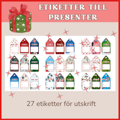 Etiketter till presenter för utskrift, 27 olika