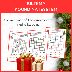 Koordinatsystem med julklappar, 3 nivåer, 3 arbetsblad