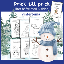 Prick till prick med vintertema, litet häfte med 6 sidor