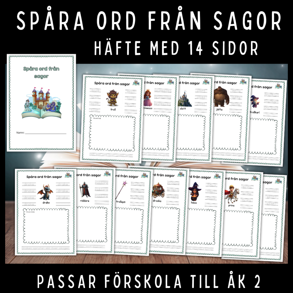 Spåra ord från sagor. Passar till barnboksveckan.