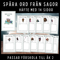Spåra ord från sagor. Passar till barnboksveckan.