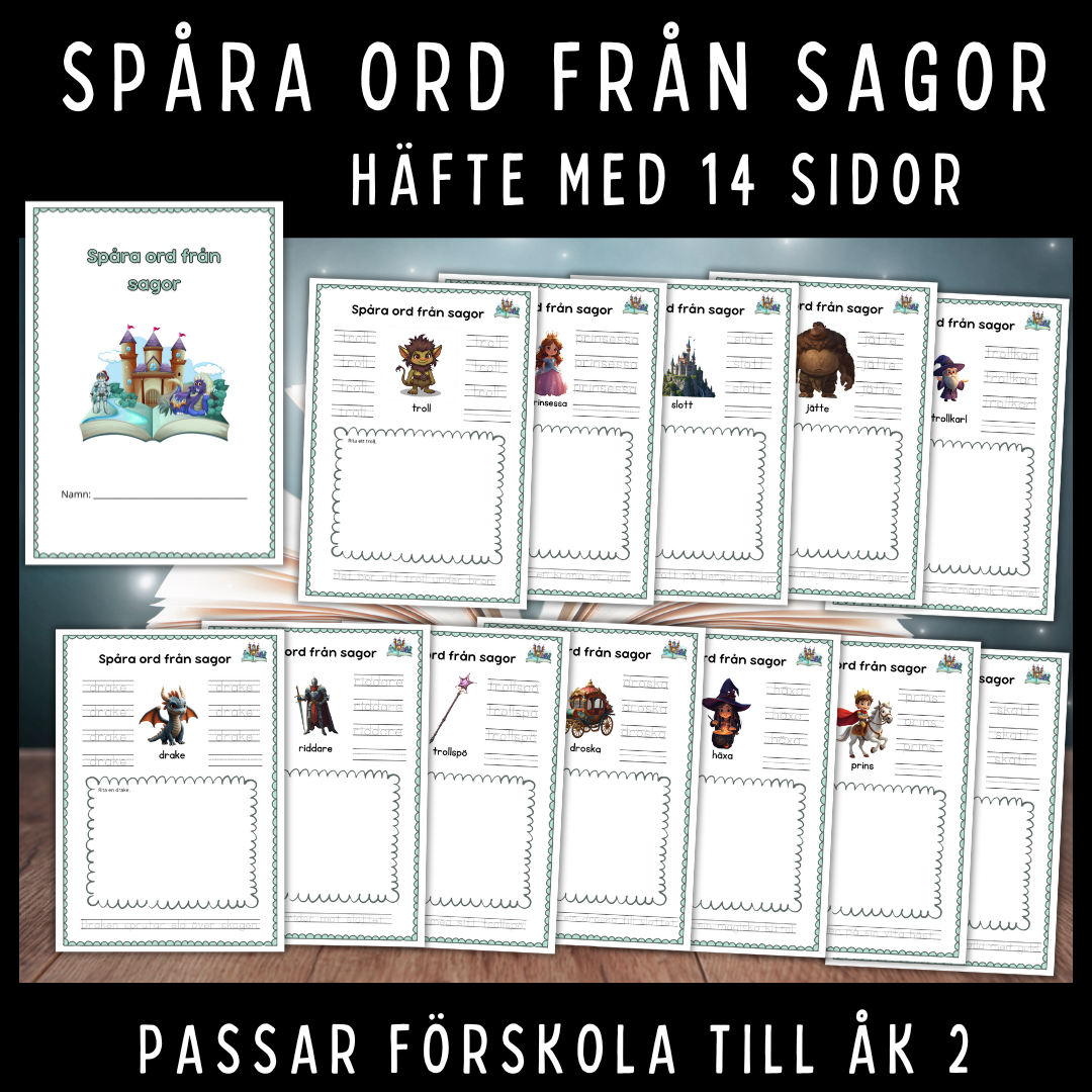 Spåra ord från sagor. Passar till barnboksveckan.