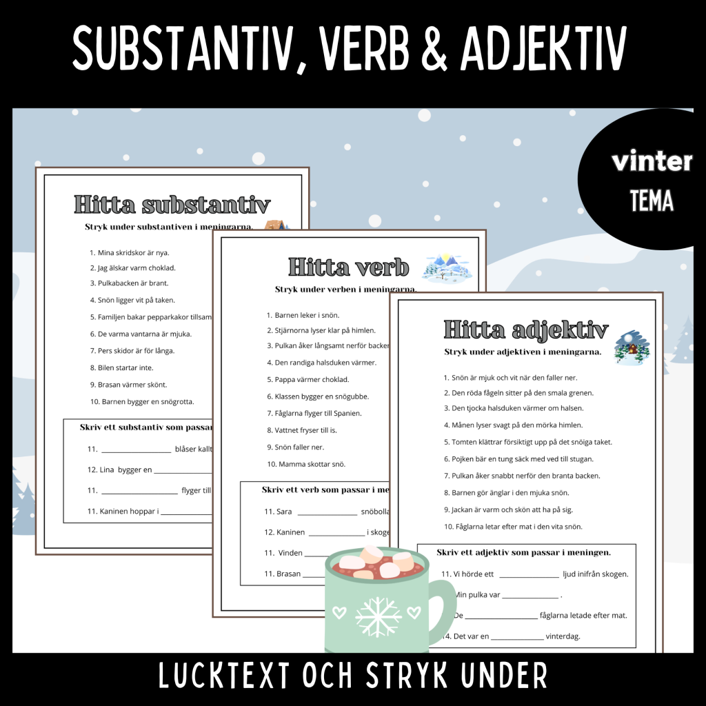 Träna substantiv, verb och adjektiv