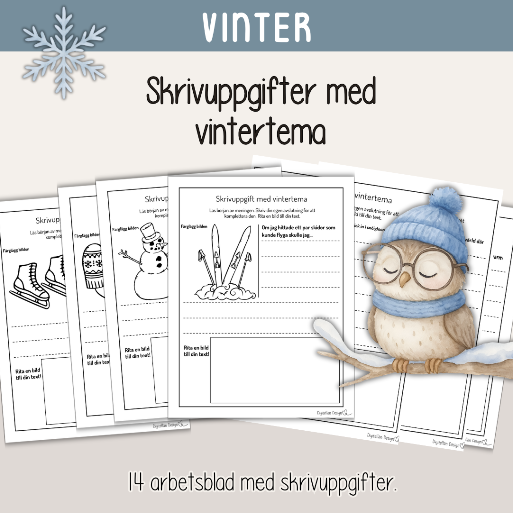 Vinter – Skrivuppgifter med vintertema – Fortsätt den påbörjade meningen.